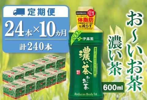 【10か月定期便】おーいお茶濃い茶 600ml×24本(合計10ケース)【伊藤園 お茶 緑茶 濃い 渋み まとめ買い 箱買い ケース買い カテキン 2倍 体脂肪】H5-A071374