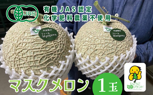 【2026年8月中旬頃～10月上旬頃に発送】丹波篠山育ちの有機メロン達 1玉【兵庫あんしんブランド＆有機JAS認証】