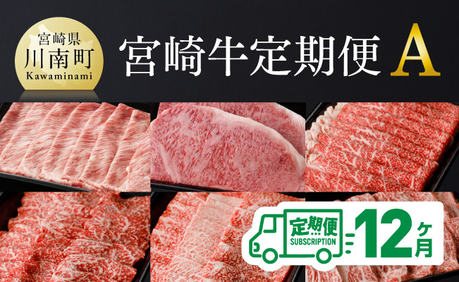 【定期便】宮崎牛12ヶ月定期便A　肉牛牛肉宮崎牛定期便牛肉ロースステーキ牛肉しゃぶしゃぶすき焼き小間切れウデ焼肉牛肉黒毛和牛ミヤチク全6回送料無料牛肉 [D0673t12]