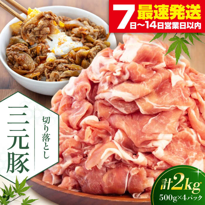 【ふるさと納税】 三元豚 切り落とし 2kg 500g 4パック 《喜茂別町》【平田牧場】 肉 豚肉 生姜焼き 小分け 冷凍 冷凍配送 北海道 平田牧場 おすすめ [AJAP006] 20000 20000円 2万円