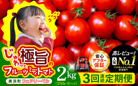 定期便 ≪3ヶ月連続お届け≫ フルーツミディトマト 約2kg(1kg×2箱）× 3回 トマト 野菜  [m37-c006]