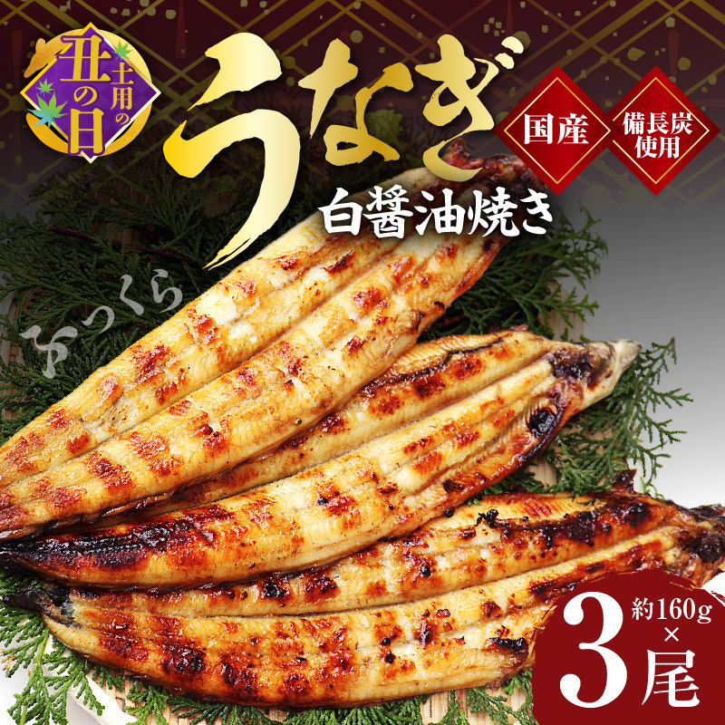 【土用の丑の日までにお届け】国産うなぎ 白醤油焼き 合計480g【160g×3尾 せいろ蒸し 備長炭 鰻 ウナギ 手焼き レンジ 温めるだけ 簡単調理】 kgp0042-1d