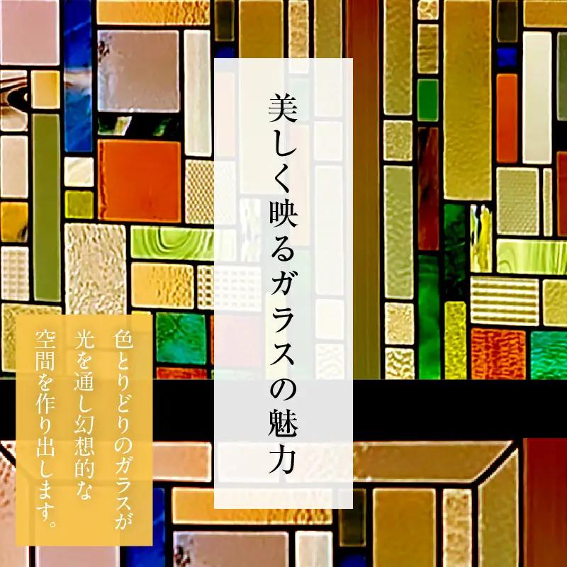 ステンドグラス・小さな6角吊り下げランプ【暖色系】