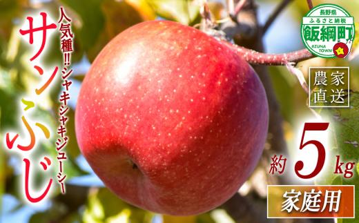 りんご サンふじ 家庭用 5kg 丸西農園 沖縄県への配送不可 2026年12月中旬頃から2027年1月上旬頃まで順次発送予定 令和8年度収穫分 特別栽培農産物 ( 除草剤 化学肥料 不使用 ) 信州 果物 フルーツ リンゴ 林檎 長野 予約 農家直送 長野県 飯綱町 [0726]