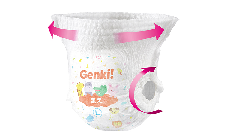 あんしんGenki！ ベビーおむつ Lサイズ 3袋 アイリスオーヤマ ｜ ふわもちタッチ パンツタイプ オムツ おむつ 紙おむつ ベビー用品 敏感肌 日用品 消耗品 出産祝い お祝い 子育て 育児 赤