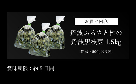 【10月中旬発送】丹波ふるさと村の丹波黒枝豆500g×3(枝なし)