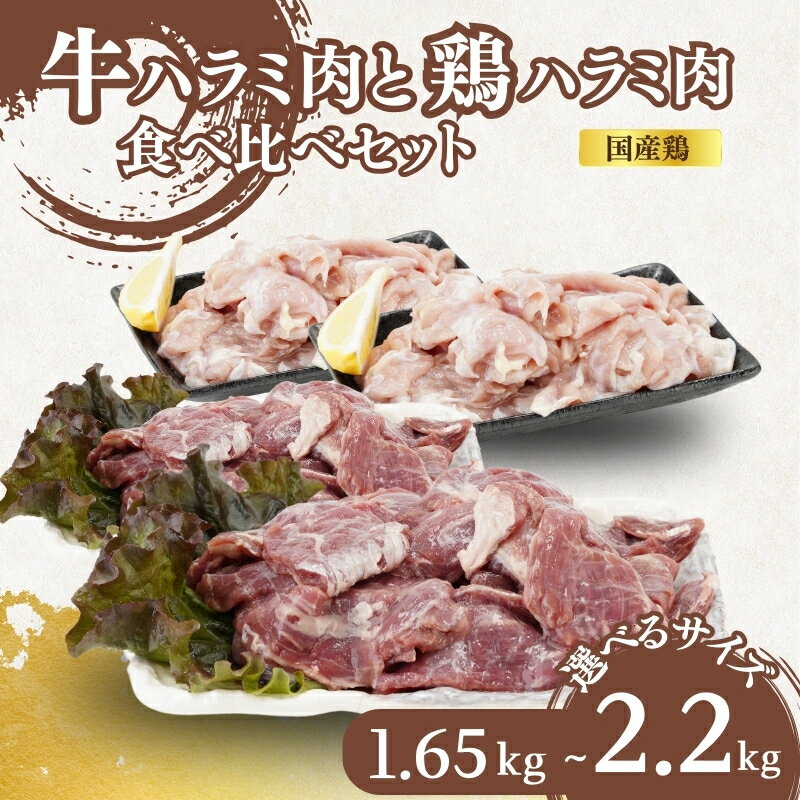 【ふるさと納税】牛ハラミ肉 鶏ハラミ肉 選べる 1.65kg 2.2kg セット 詰め合わせ 牛 牛肉 牛ハラミ 鶏 鶏肉 鳥肉 お肉 肉 鶏ハラミ はらみ ハラミ肉 国産鶏 国産 国産肉 味付き肉 味付け肉 小分けパック 小分け 京都 京都府 南丹市