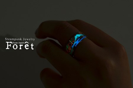 【ハンドメイドアクセサリー】和柄リング(富士)蓄光バージョン