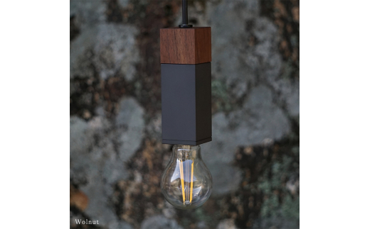 CTSH LIGHT. ペンダントライト SQUARE＜Walnut×パーカーライジング E26＞ 瑞浪市 / ジオニック 照明器具 ソケット 鉄 木製 ブラック [AZBQ070]