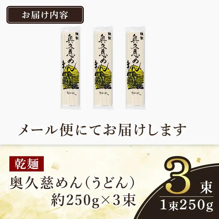 奥久慈めん 3束入り 麺 常温 長期保存 【うどん】【ho1704】