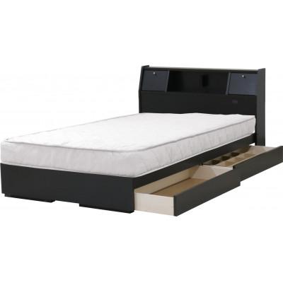 ふるさと納税 知立市 【玄関渡し】A333ダブルベッド(ブラック)体圧分散マットレス付(1921)