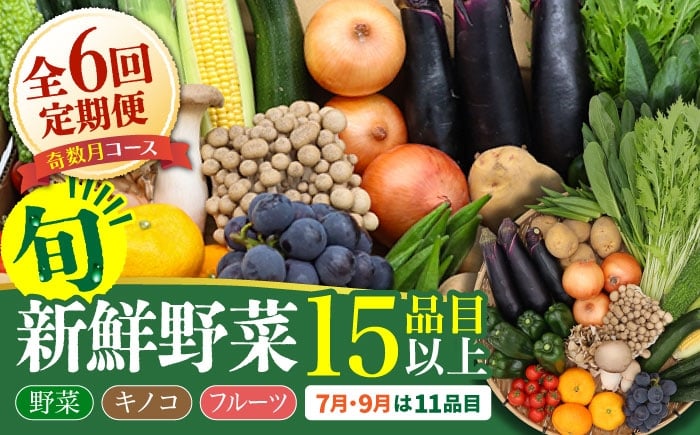 
            野菜定期便【6回定期便】【奇数月コース】豪華！野菜 セット 15品目以上 / 定期便 セット 玉ねぎ 旬 野菜 国産 季節 とうもろこし 送料無料 サラダ やさい 新鮮 詰合せ 春野菜 夏野菜 秋野菜 / 南島原市 / 吉岡青果 [SCZ002]
          