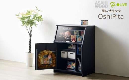 【ブラック】朝日木材 OshiPita 推し活ラック≪カラーが選べる≫ オシピタ 推しピタ ラック 推し 推し活 推し活グッズ 収納 グッズ収納 ラック ぬい ぬいぐるみ ペンライト 缶バッジ うちわ 本棚 お洒落 おしゃれ シンプル 白 黒 家具 収納家具 可動式 愛知県 豊橋市