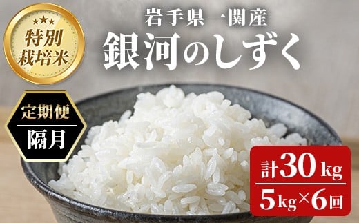 ≪ 令和7年産 新米 ≫【隔月6回定期便】特別栽培 銀河のしずく5kg  岩手 お米 いわて コメ 精米 ブランド米 ご飯 白飯 ごはん お弁当 おにぎり 袋 東北 国産 岩手県 一関市