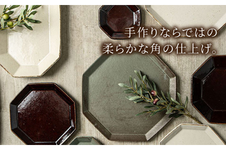 【美濃焼】アングル プレート 3色6点セット【JYUZAN-寿山-】食器 小皿 八角皿 パスタ皿 メインディッシュ 薬味皿 醤油皿 インテリア アクセサリートレイ ホワイト グリーン ブラウン 白 緑