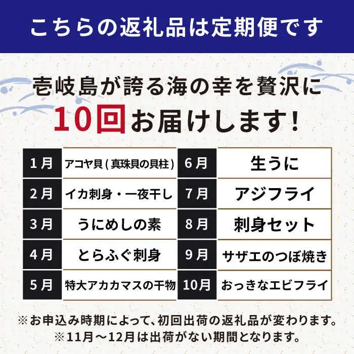 【全10回定期便】 海産物 ギョギョギョ 定期便 《壱岐市》 ウニ 刺身 鮮魚 海鮮[JZX019]