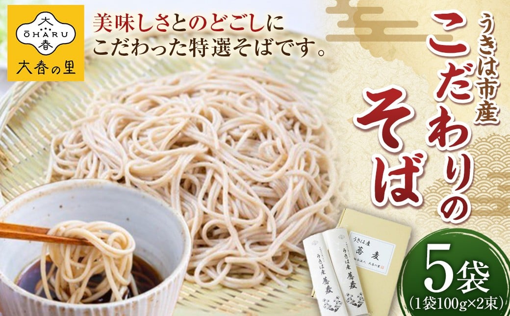大春の里 うきは産こだわりのそば (乾蕎麦麺 200g (100g×2) 5袋入り) ソバ 蕎麦 そば 麺 乾麺 麺類 福岡県 うきは市