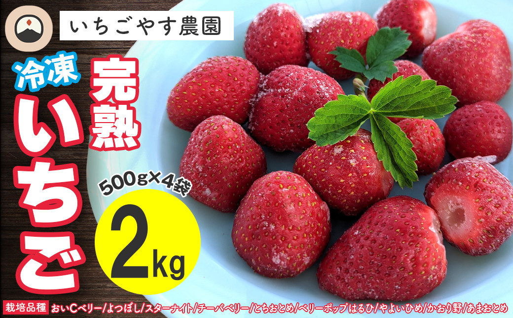 
                  冷凍 完熟いちご２kg（500g×4袋）／いちごやす農園
                