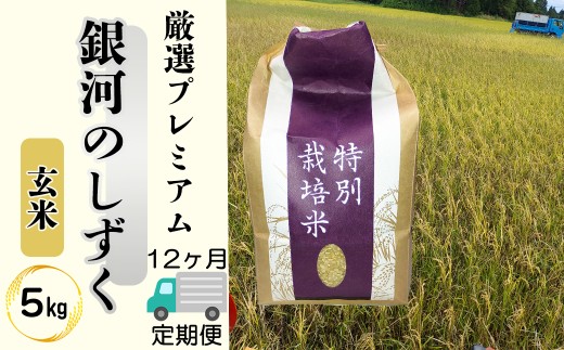 ＜ 令和8年産 予約受付 ＞ 【12ヶ月定期便】銀河のしずく 厳選プレミアム 玄米 5kg  【2531】