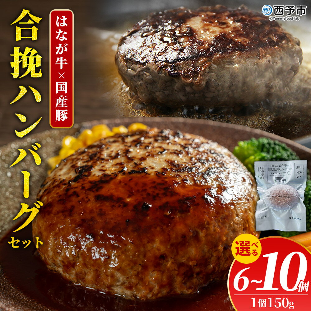 【ふるさと納税】選べる内容量＜合挽ハンバーグセット 6/10個（1個150g）＞ セット ハンバーグ はんばーぐ 合挽肉 肉 お肉 牛肉 豚肉 肉加工品 お惣菜 洋食 おかず 弁当 国産 小分け 個包装 簡単調理 特産品 ゆうぼく 愛媛県 西予市 【冷凍】『1か月以内に順次出荷予定』