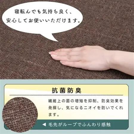 カーペット 江戸間 6畳 防音 抗菌防臭 厚手 ツワブキ 261×352cm ブラウン 日本製【1638802】