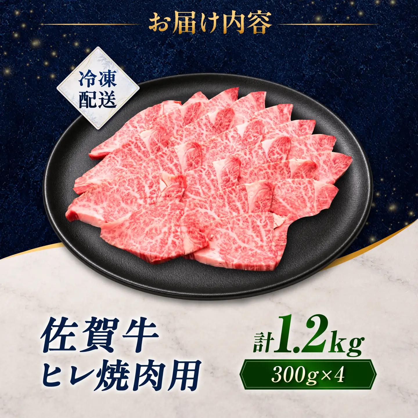 【訳あり】佐賀牛 ヒレ 焼肉用 1.2kg(300g×4パック)/ 久田精肉店[UFG010]