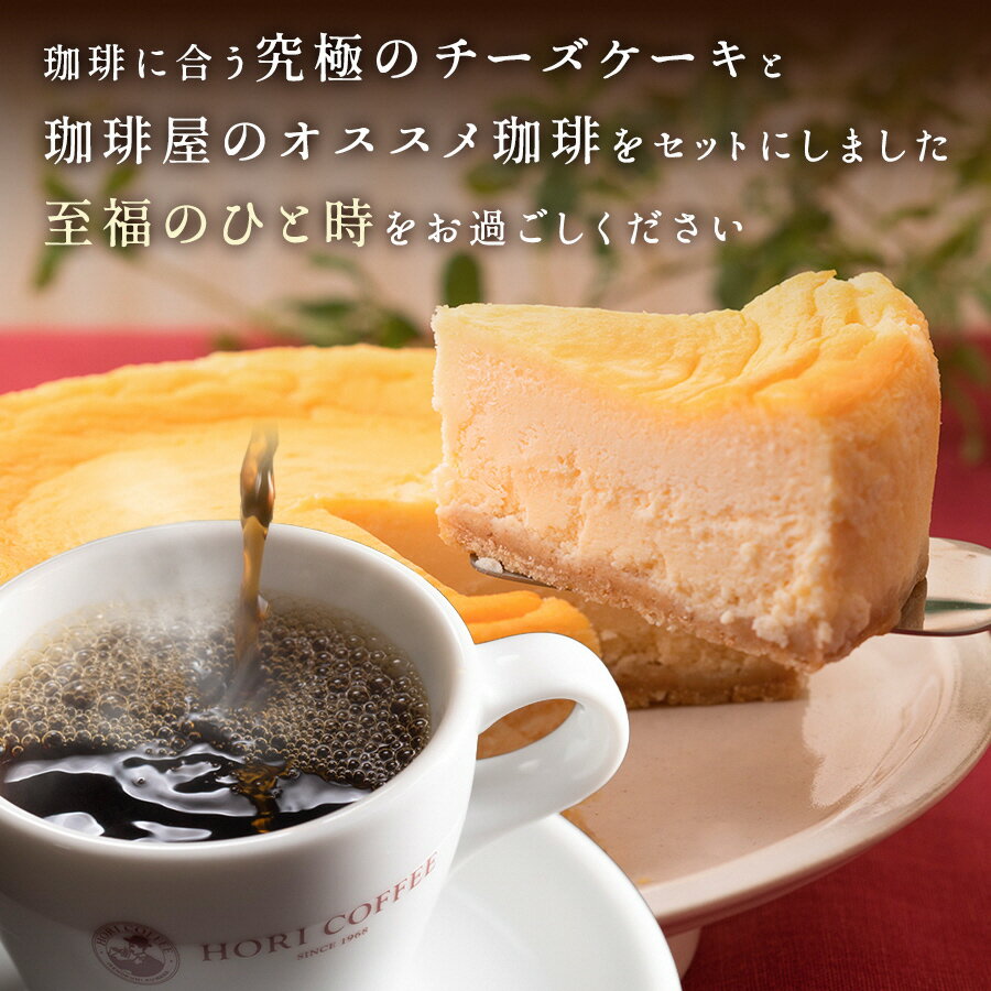 【ふるさと納税】 ホリ珈琲　珈琲に合う究極のチーズケーキ＆有機栽培ドリップパック5枚（ad15）