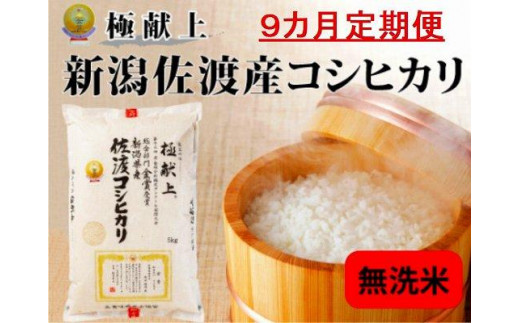 
無洗米5kg 新潟県佐渡産コシヒカリ5kg×9回「9カ月定期便」
