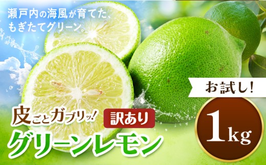 【先行予約】皮ごとガブリ！ 三ツ山 グリーン レモン 訳あり 1kg 三ツ山レモンファーム《9月下旬-3月中旬頃出荷》岡山県 浅口市 れもん 檸檬 防腐剤不使用 ワックス不使用 送料無料