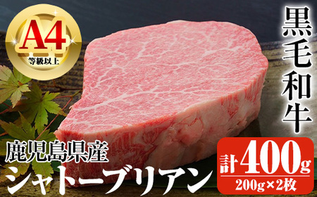 鹿児島県産A4等級以上黒毛和牛・シャトーブリアン 計400g(200g×2枚) 黒毛和牛 牛肉 ステーキ【ビーフ倉薗】D32