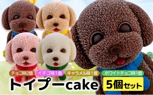 犬 ケーキ 5個 セット 【 お子様も喜ぶ かわいい 立体 ケーキ 】 トイプー  ケーキ 食べ比べ チョコレート いちご キャラメル ホワイトチョコ 個包装 お菓子 動物 アニマル ケーキ 犬 トイプードル 子供 贈答 プレゼント