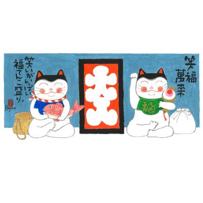 ふるさと納税 豊中市 岡本肇　手描き絵画【招きねこ】-笑福萬来ー |  | 01
