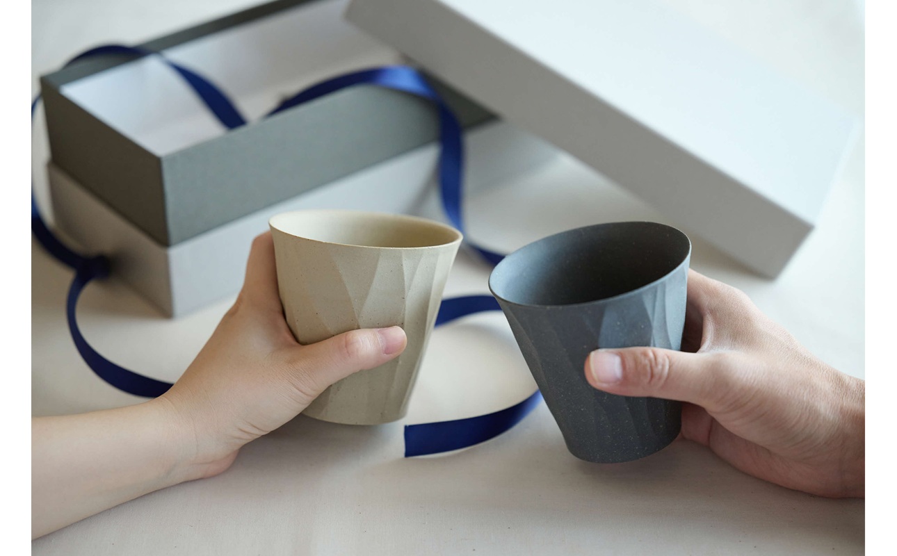 TIME ロックグラス Ivory white【 地球にやさしい 再生素材 スタイリッシュなデザイン 陶器 】