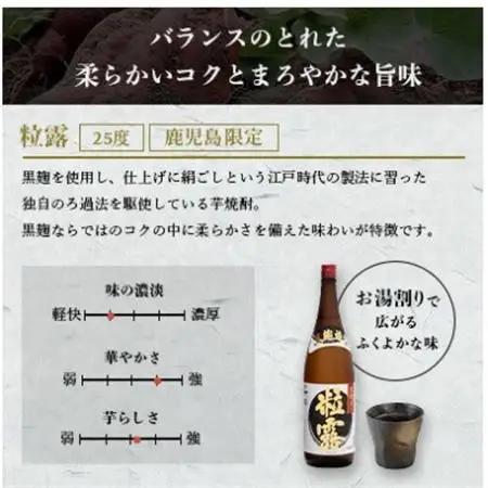 【本格焼酎】粒露 【鹿児島限定】900ml×3本 A6-170_酒・アルコール 芋焼酎 焼酎 _【配送不可地域：離島】【1573555】