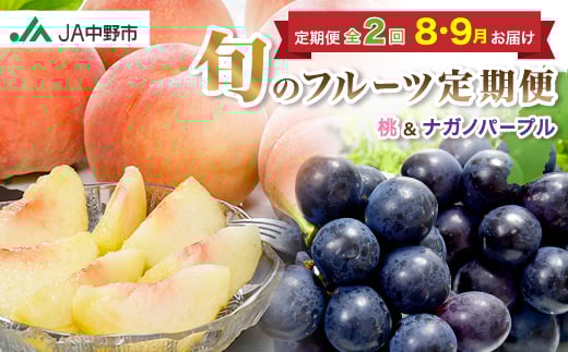 
                  ＜発送月固定定期便＞JA中野市　糖度13度保証の桃2.1kg以上とナガノパープル800g以上全2回【4051564】
                