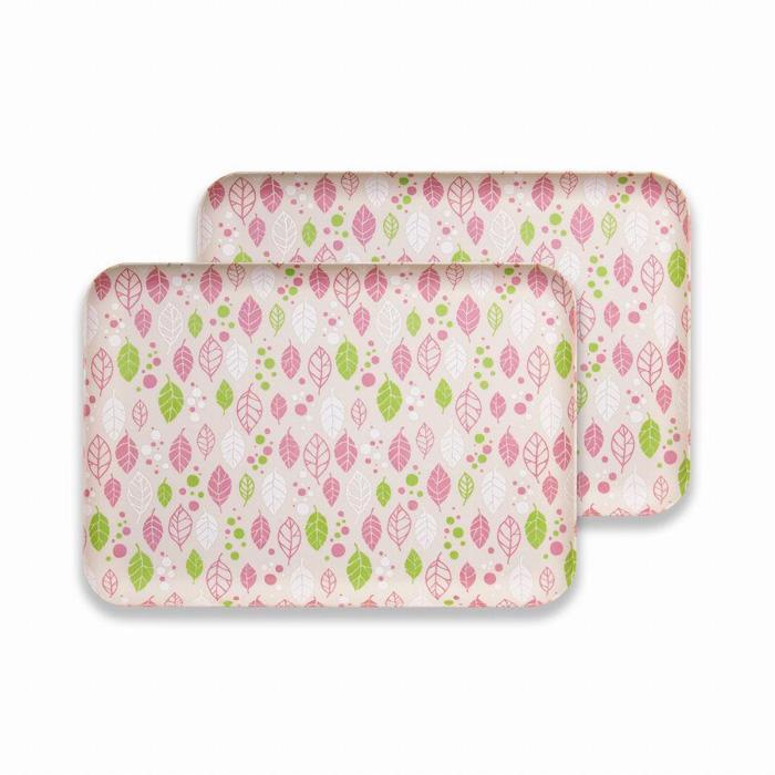 【ふるさと納税】友禅染和紙 トレー M 33cm 2枚セット スプリング リーフ ピンク タツクラフト 【Tk294】 | 橋本達之助工芸 TATSU-CRAFT おしゃれ 送料無料 日用品 インテリア ランチ