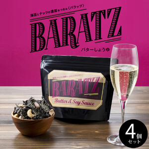 海苔とナッツの濃厚おつまみBARATZ（バラッツ） バターしょうゆ 4個セット  【お菓子 スナック 菓子 おかし 食品 】