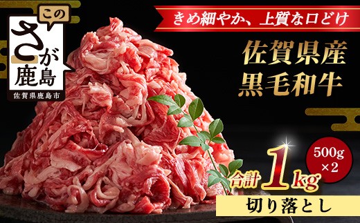 【配送月指定対応可 ※3月以降】佐賀県産 黒毛和牛 切り落とし 500g×2 合計1kg C-161 牛肉 お肉 すき焼き すきやき しゃぶしゃぶ 切り落し 切落し 切りおとし