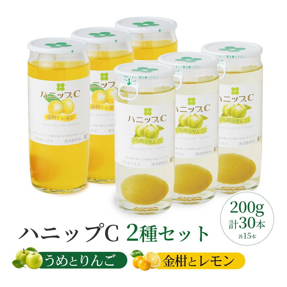 【ふるさと納税】果実入り清涼飲料水 ハニップC2種類セット | ドリンク ドリンクセット 清涼飲料水 和歌山 和歌山県 特産品 お取り寄せ 取り寄せ ご当地 お土産 ジュース うめ 梅 レモン 支援 上富田町 返礼品 ソフトドリンク りんご リンゴ 金柑 飲み物 果実 名産品 土産