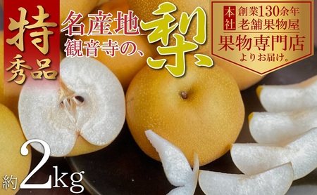 【2026年8月中旬より順次発送】特秀品！観音寺の梨（豊水・南水）約2kg 果物 フルーツ  デザート おやつ 食後 国産 日本産 産地直送 みずみずしい シャキシャキ 