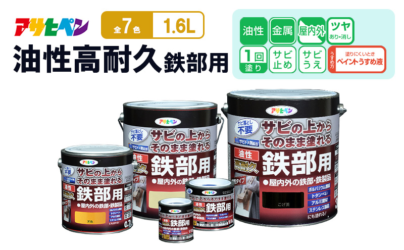 アサヒペン  油性高耐久鉄部用1.6L [塗料 サビうえ サビ止め DIY 日曜大工 屋内 屋外]