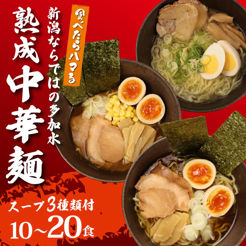 【ふるさと納税】 中華そば スープ3種付 味噌 塩 醤油 選べる 10袋 20袋 ラーメン 過多水熟成麺 高加水麺 中華麺 自家製麺 コシが強い モチモチ食感 打倒 コシヒカリ 食品 簡単調理 冷凍 古山製麺所 新潟県 新発田市 furuyama003 furuyama004 furuyama003P