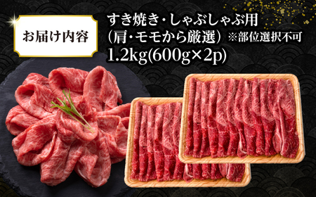 【訳あり】【A4〜A5ランク】 長崎和牛 赤身 霜降り しゃぶしゃぶ・すき焼き用 1.2kg(600g×2パック)（肩・モモ）《壱岐市》【株式会社MEAT PLUS】 肉 牛肉 黒毛和牛 鍋 ご褒美 