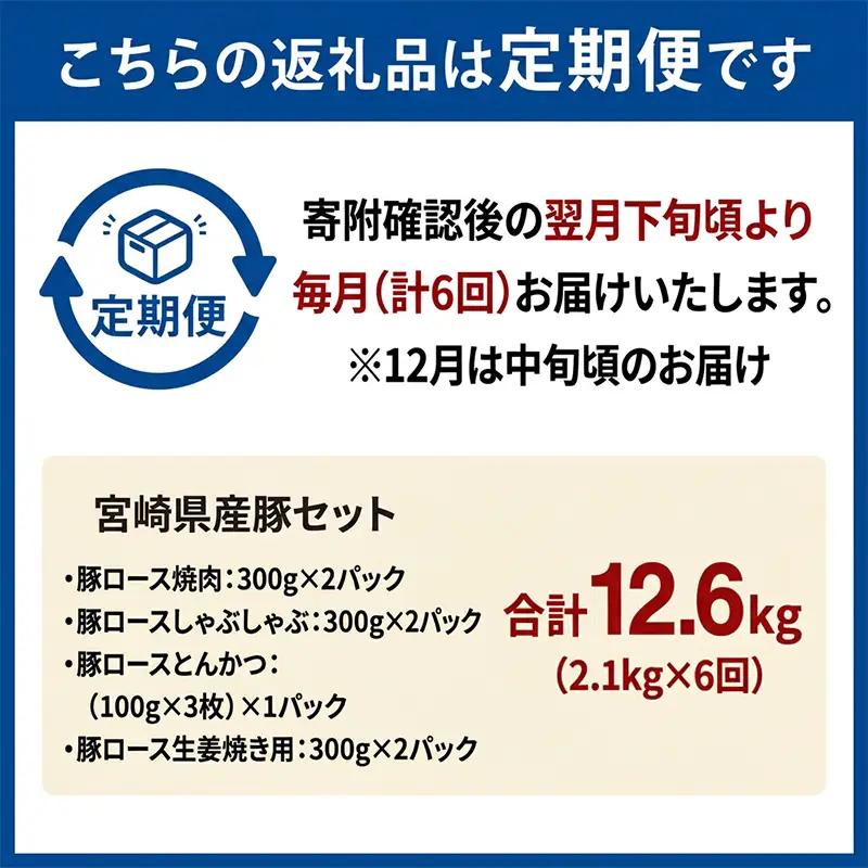 【6ヶ月定期便】＜宮崎県産豚セット（計2.1kg×6回）＞ お申込みの翌月下旬頃に第一回目発送（12月は中旬頃）【c1386_mc_x3】 豚肉 お肉 肉 新生活応援 卒業祝い 就職祝い 入学 卒業 