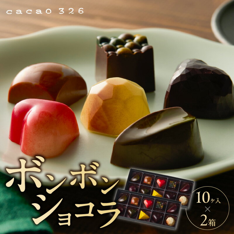 【ふるさと納税】cacao 326 ボンボンショコラ 10ヶ入×2箱 ビーントゥーバー Bean to Bar チョコレート 新鮮 フルーツ 10種類 詰め合わせ 素材 そのもの 香り 味 職人 手作り 材料 生産農家 こだわり 厳選 ギフト ご褒美 洋菓子 スイーツ お取り寄せ 久留米市 送料無料