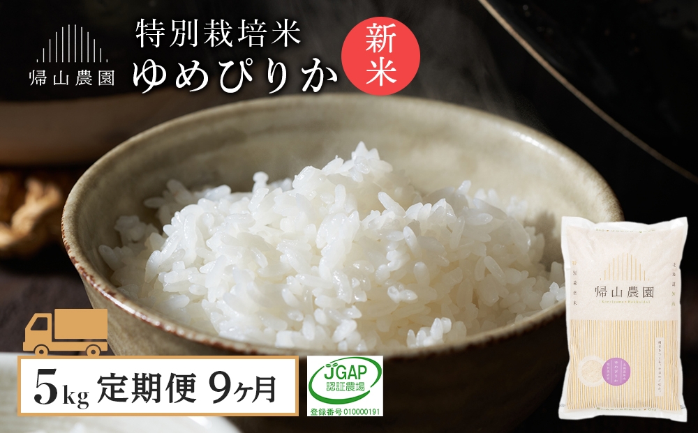 
                  【新米予約】【9カ月定期便】特別栽培米産地直送「ゆめぴりか 5kg」《帰山農園》
                