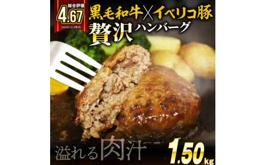 【4月発送】黒毛和牛 イベリコ豚 合挽 ハンバーグ 150g 10個 1.5kg 冷凍 無添加パン 国産 和牛 牛肉 牛 豚肉 イベリコ 豚 合い挽き 合いびき 合挽ハンバーグ 手作り 手ごね 小分け 真空 パック 簡単 調理 おかず 惣菜 晩ごはん 美味しい おいしい 贅沢 高級 ギフト 歳暮 贈答 大阪 松原