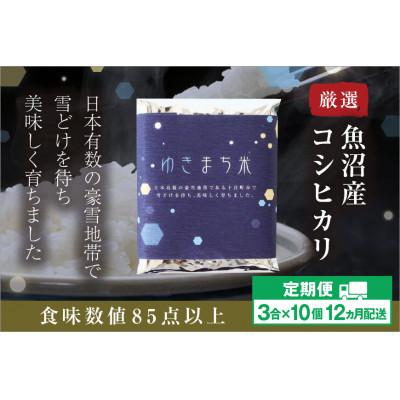 ふるさと納税 十日町市 【毎月定期便】ゆきまち米3合(450g)×10個[厳選された新潟県魚沼産コシヒカリ]全12回