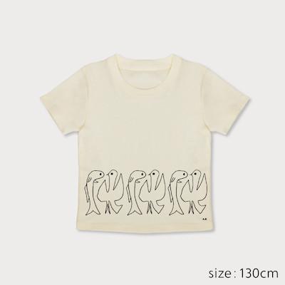 ふるさと納税 鶴岡市 【先行受付】Spiber×荒井良二 キッズTシャツ 「とりとさかな(みるく)」130cm