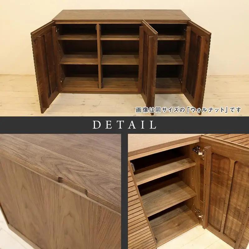 【大川家具】無垢材 キャビネット サイドボード 本棚 収納家具 収納キャビネット 風雅 幅1200 ホワイトアッシュ 扉付き収納 可動棚 天然木 北欧 国産 完成品【設置付き】